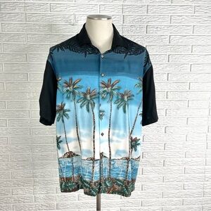 Pierre Cardin Tropical Hawaiian Print Button Up Shirt Size Large